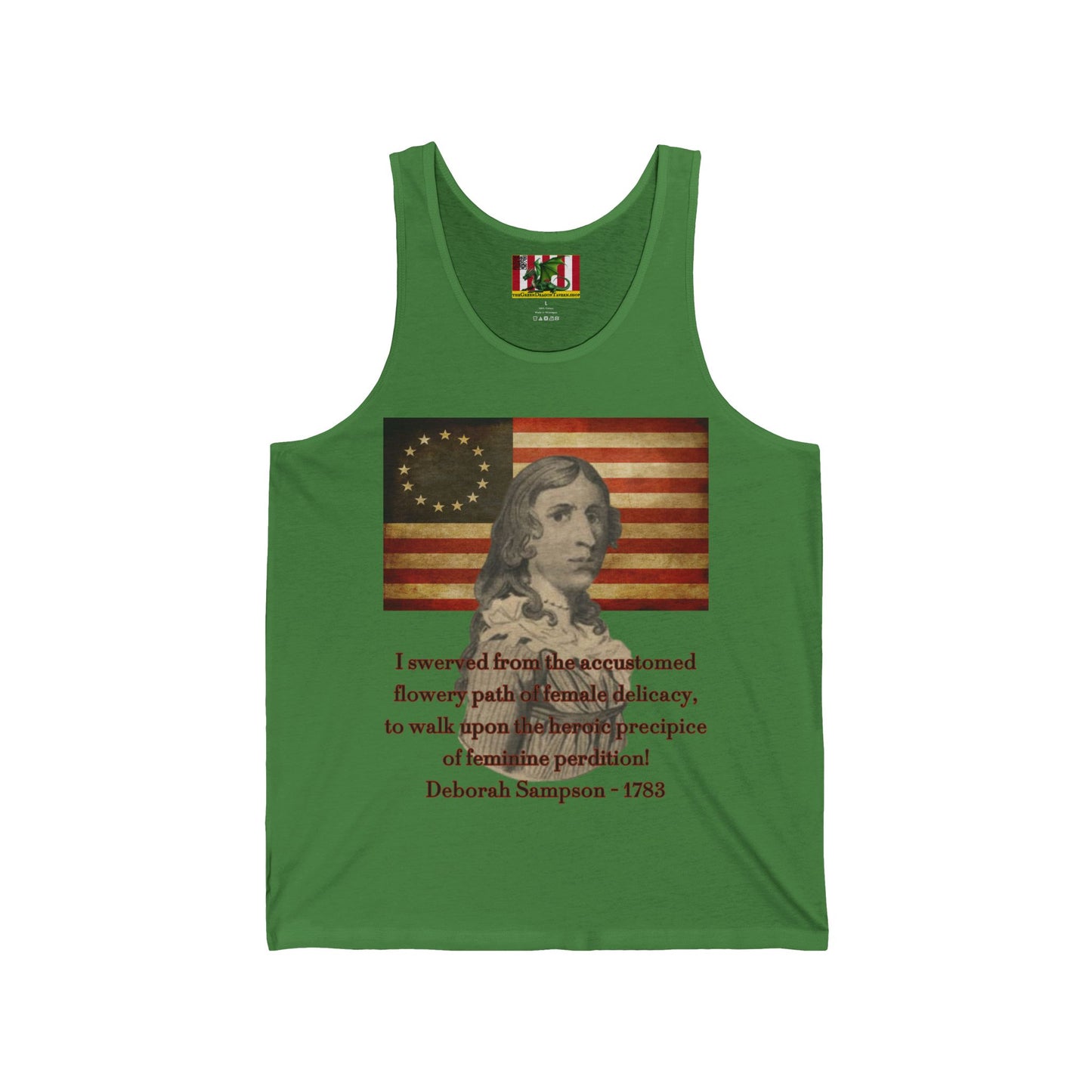 Deborah Sampson, America's Mulan Unisex Jersey Tank Top by theGreenDragonTavern.shop