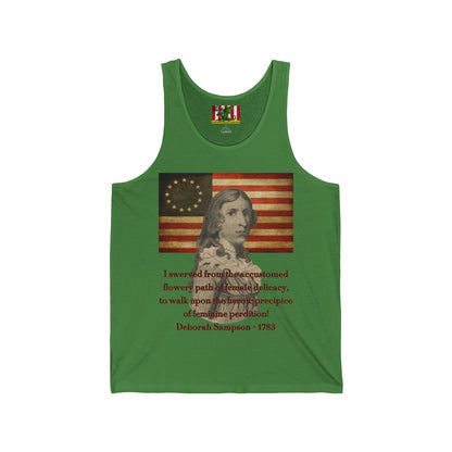 Deborah Sampson, America's Mulan Unisex Jersey Tank Top by theGreenDragonTavern.shop