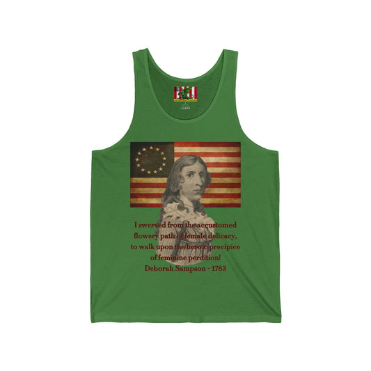 Deborah Sampson, America's Mulan Unisex Jersey Tank Top by theGreenDragonTavern.shop