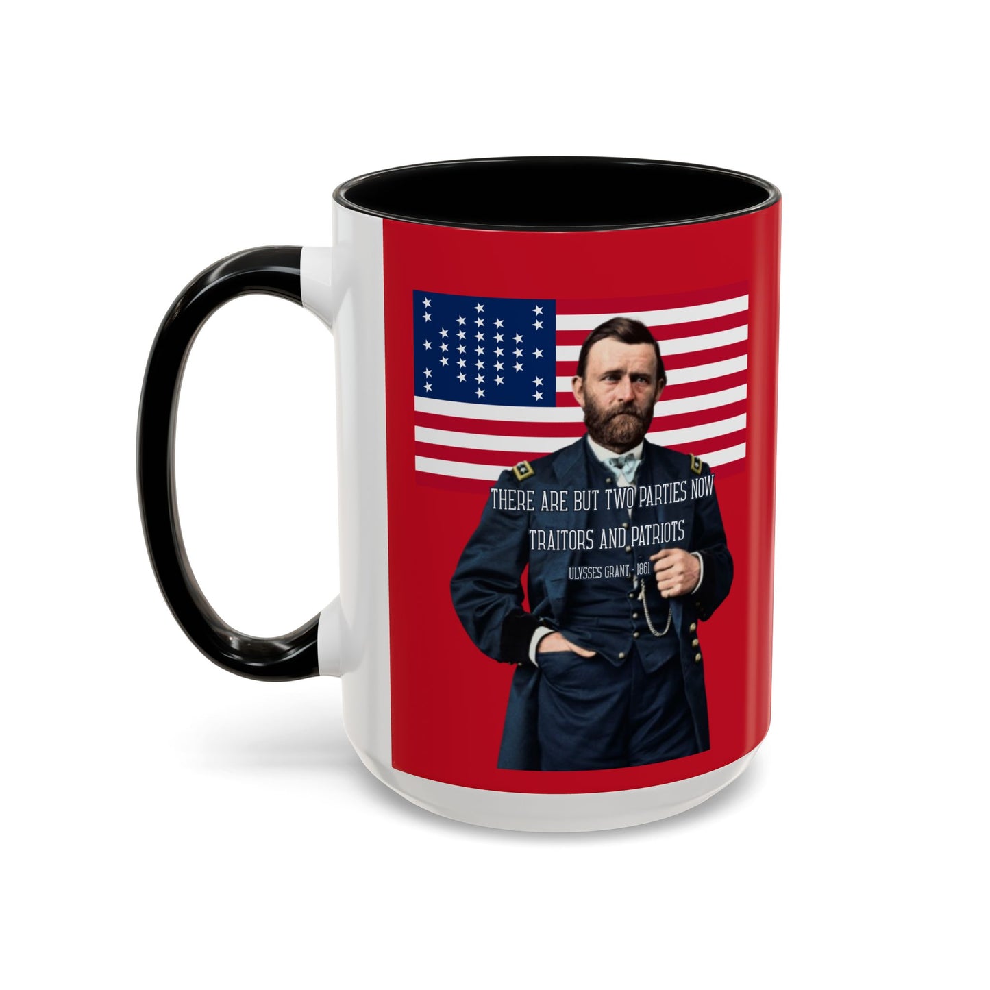"Traitors and Patriots" Ulysses Grant Red Accent Mug by theGreenDragonTavern.shop