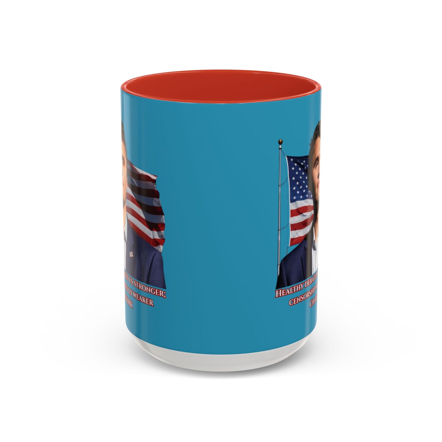 Charlie Kirk, Healthy Debate Turquoise Accent Mug by theGreenDragonTavern.shop
