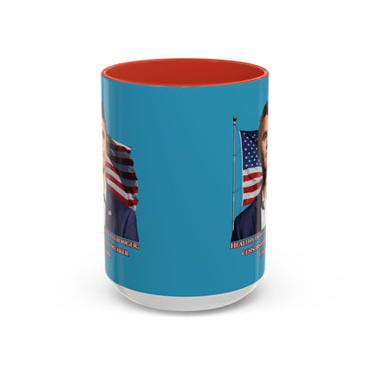 Charlie Kirk, Healthy Debate Turquoise Accent Mug by theGreenDragonTavern.shop