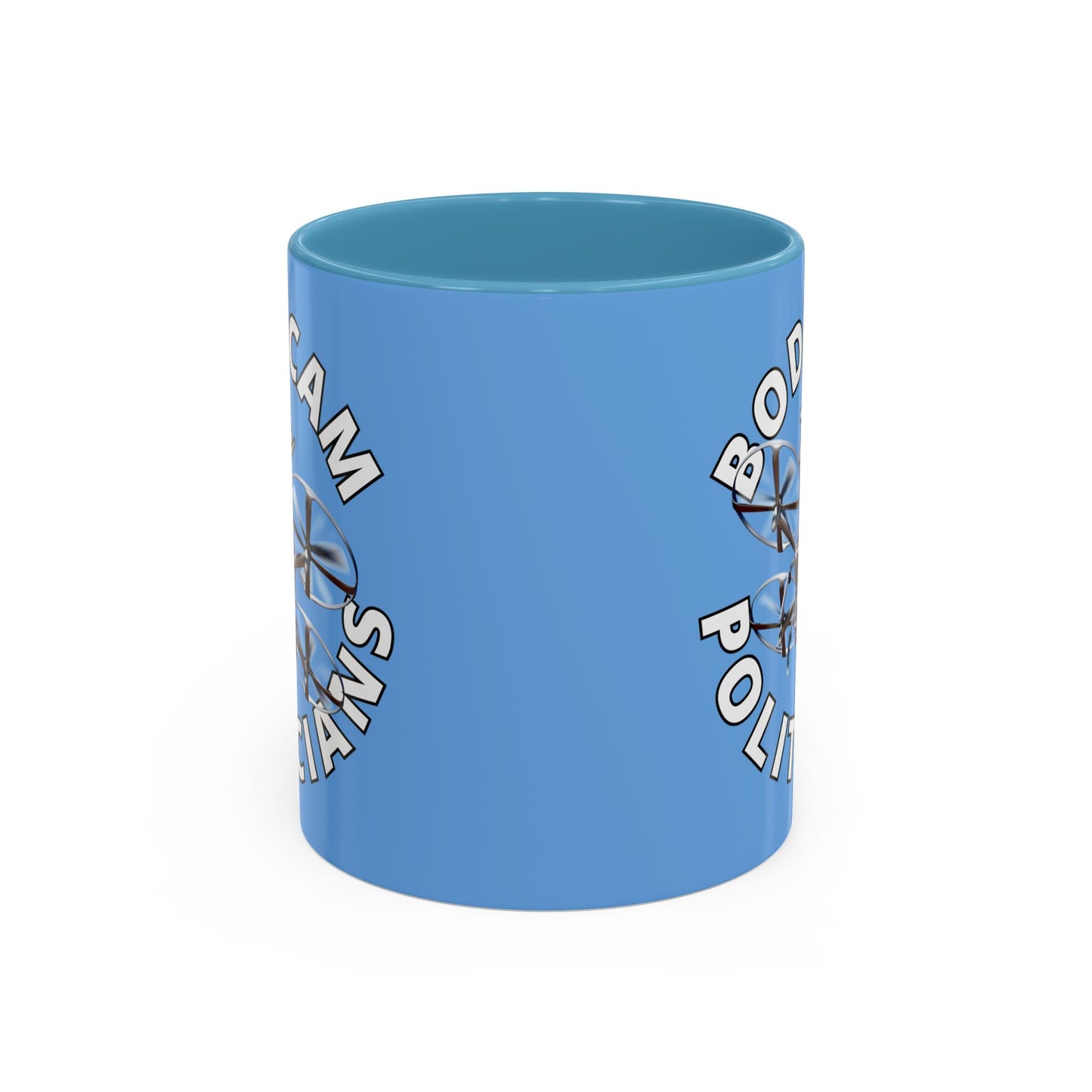 Bodycam the Politicians Drone Light Blue Accent Mug by theGreenDragonTavern.shop
