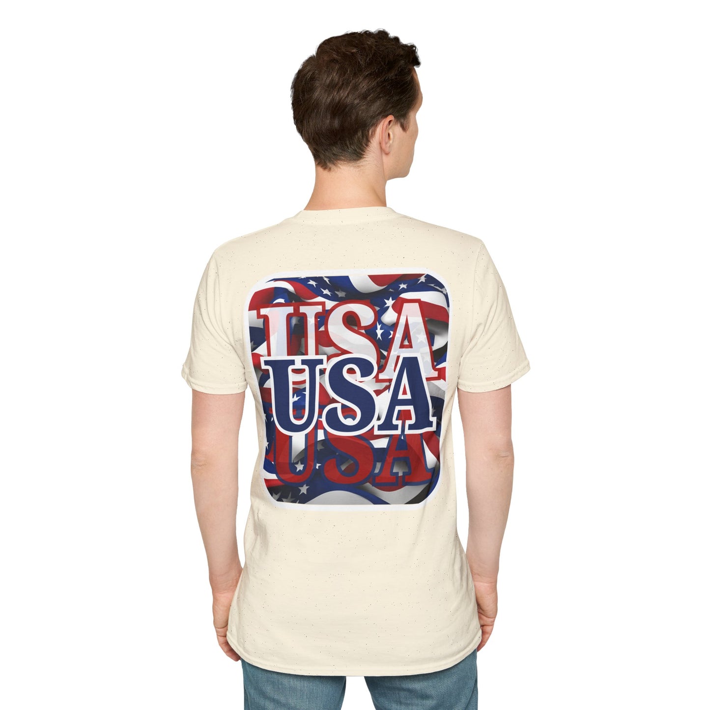 2-sided, Red White and BLUE USA Patriot Light colors Unisex T-Shirt by theGreenDragonTavern.shop