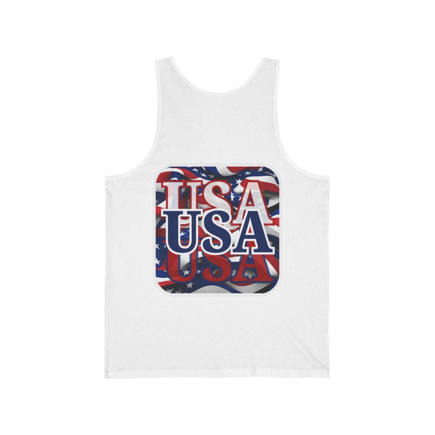 2-sided, Red White and BLUE USA Patriot Unisex Jersey Tank Top by theGreenDragonTavern.shop