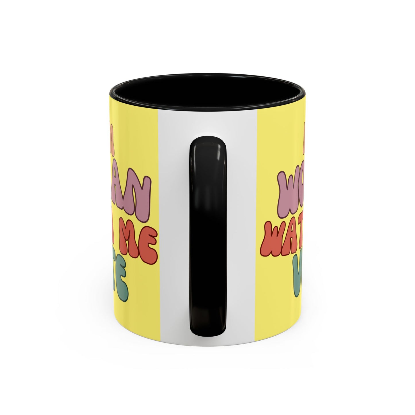 I Am Woman Watch Me Vote Yellow Accent Mug by theGreenDragonTavern.shop