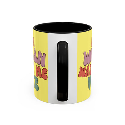 I Am Woman Watch Me Vote Yellow Accent Mug by theGreenDragonTavern.shop