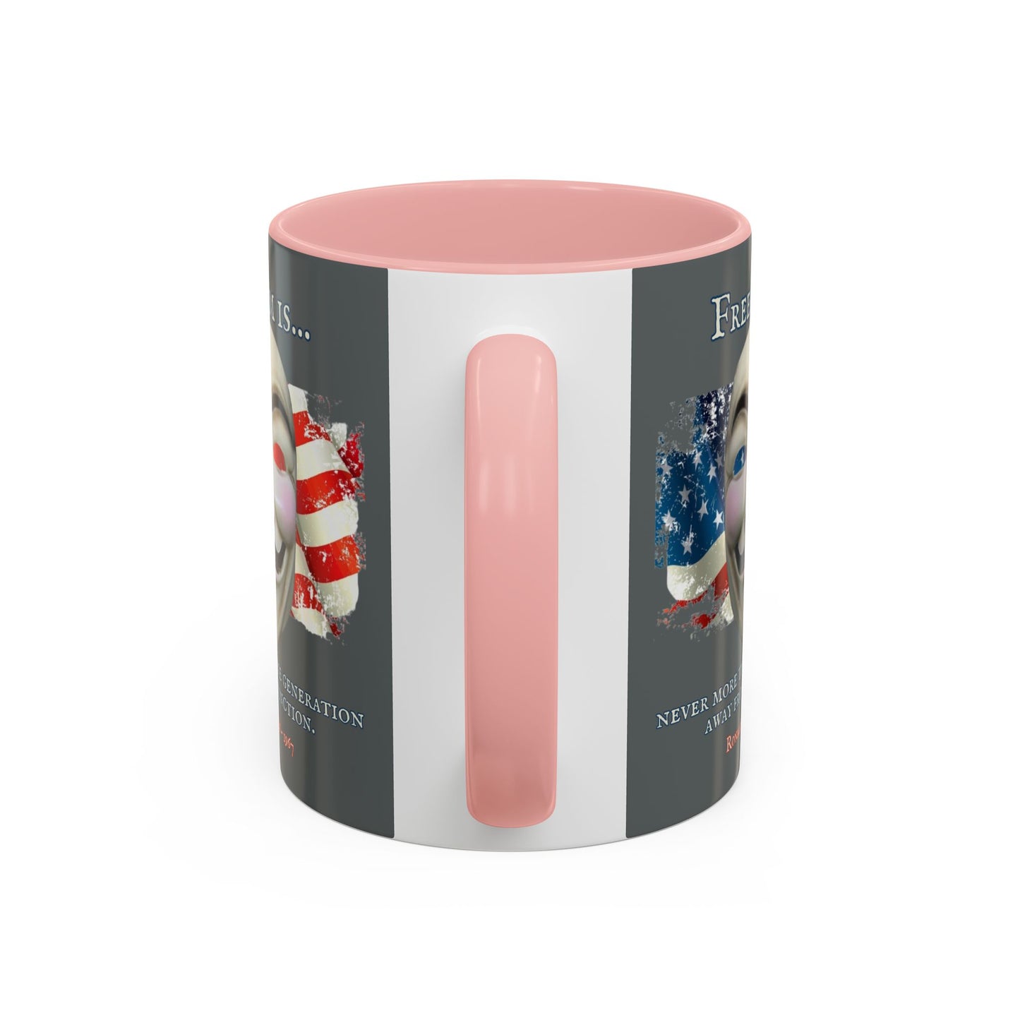 Ronald Reagan Freedom Vendetta Grey Accent Mug by theGreenDragonTavern.shop