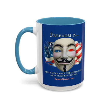 Ronald Reagan Freedom Vendetta Blue Accent Mug by theGreenDragonTavern.shop