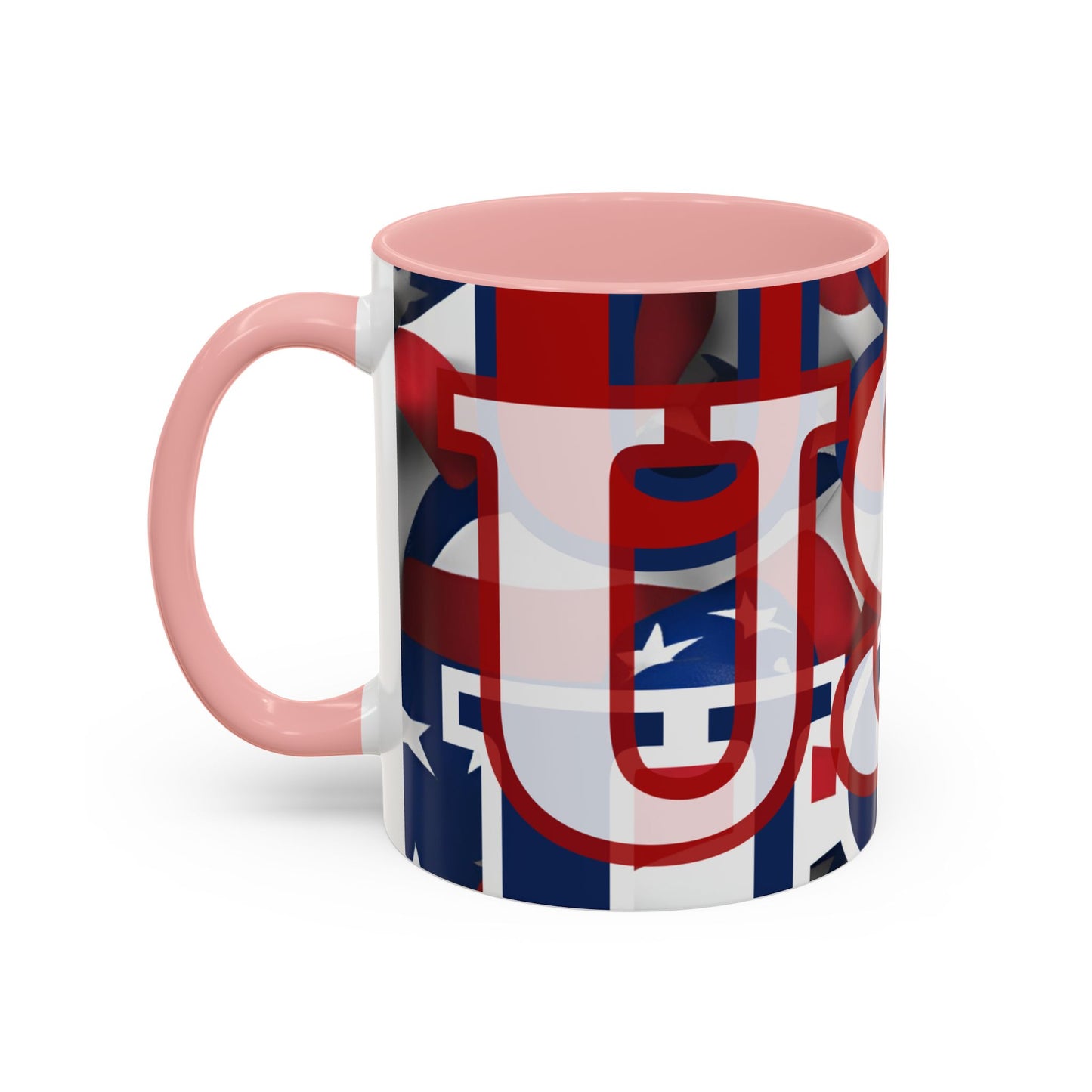 USA! USA! USA White font Patriot Black Accent Mug by theGreenDragonTavern.shop