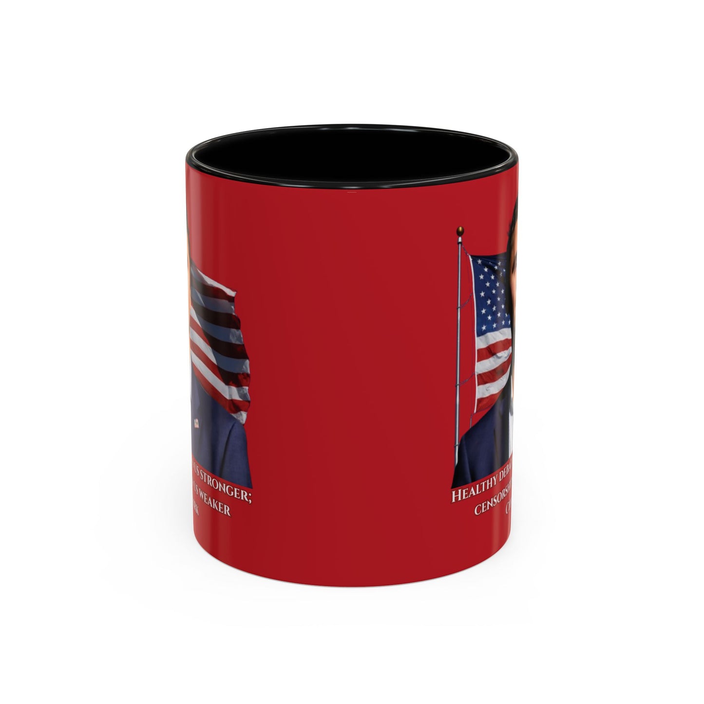 Charlie Kirk, Healthy Debate Red Accent Mug by theGreenDragonTavern.shop