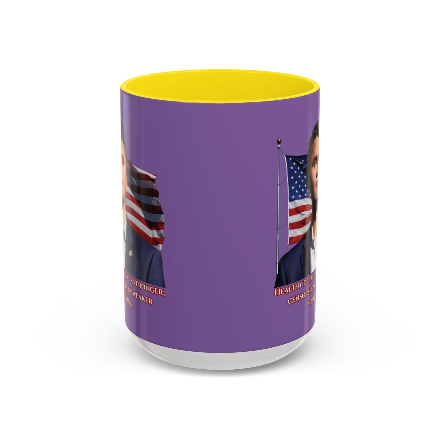 Charlie Kirk, Healthy Debate Light Purple Accent Mug by theGreenDragonTavern.shop
