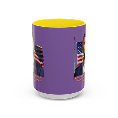 Charlie Kirk, Healthy Debate Light Purple Accent Mug by theGreenDragonTavern.shop