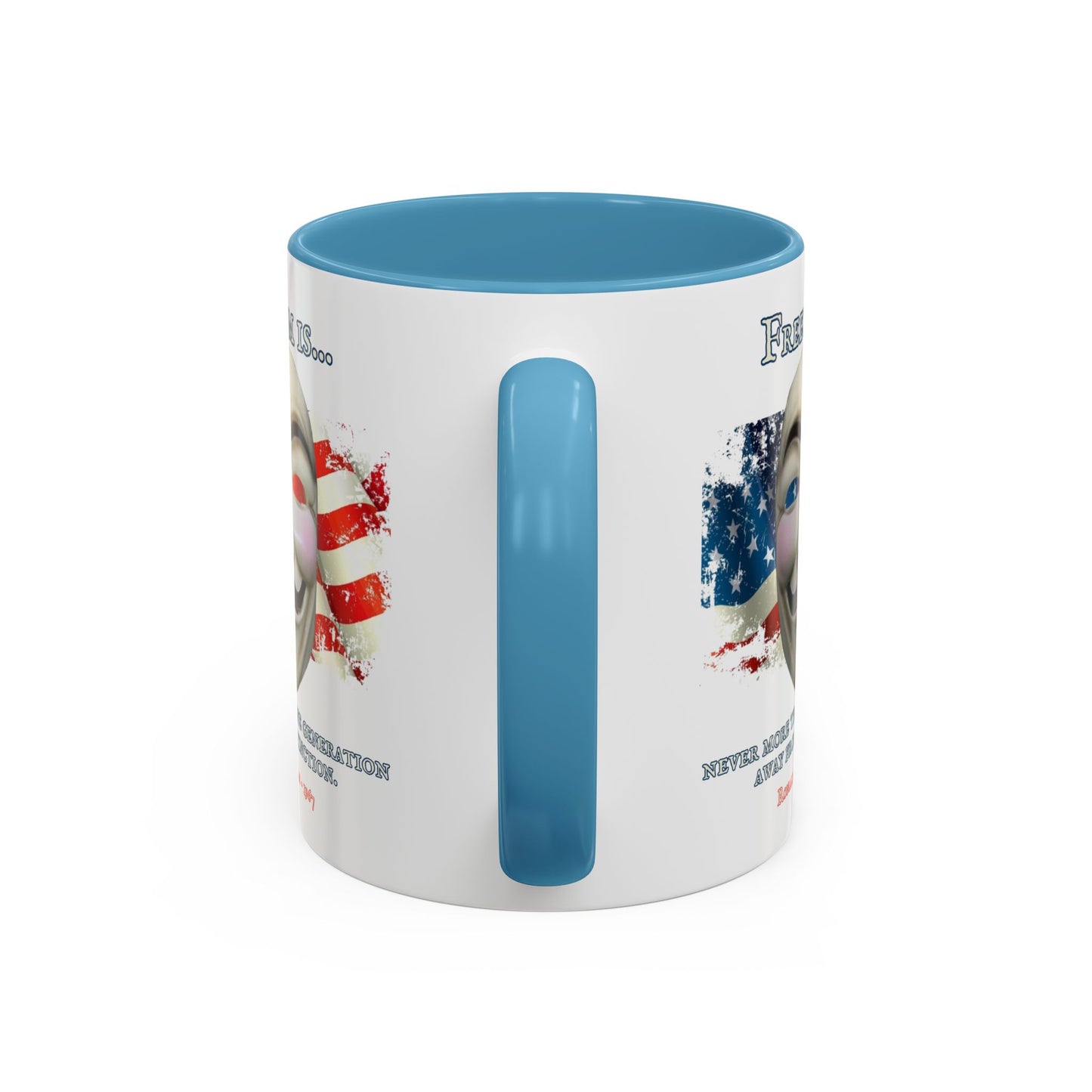 Ronald Reagan Freedom Vendetta White Accent Mug by theGreenDragonTavern.shop