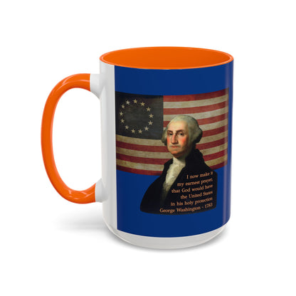Washington's Earnest Prayer Dark Blue Accent Mug by theGreenDragonTavern.shop