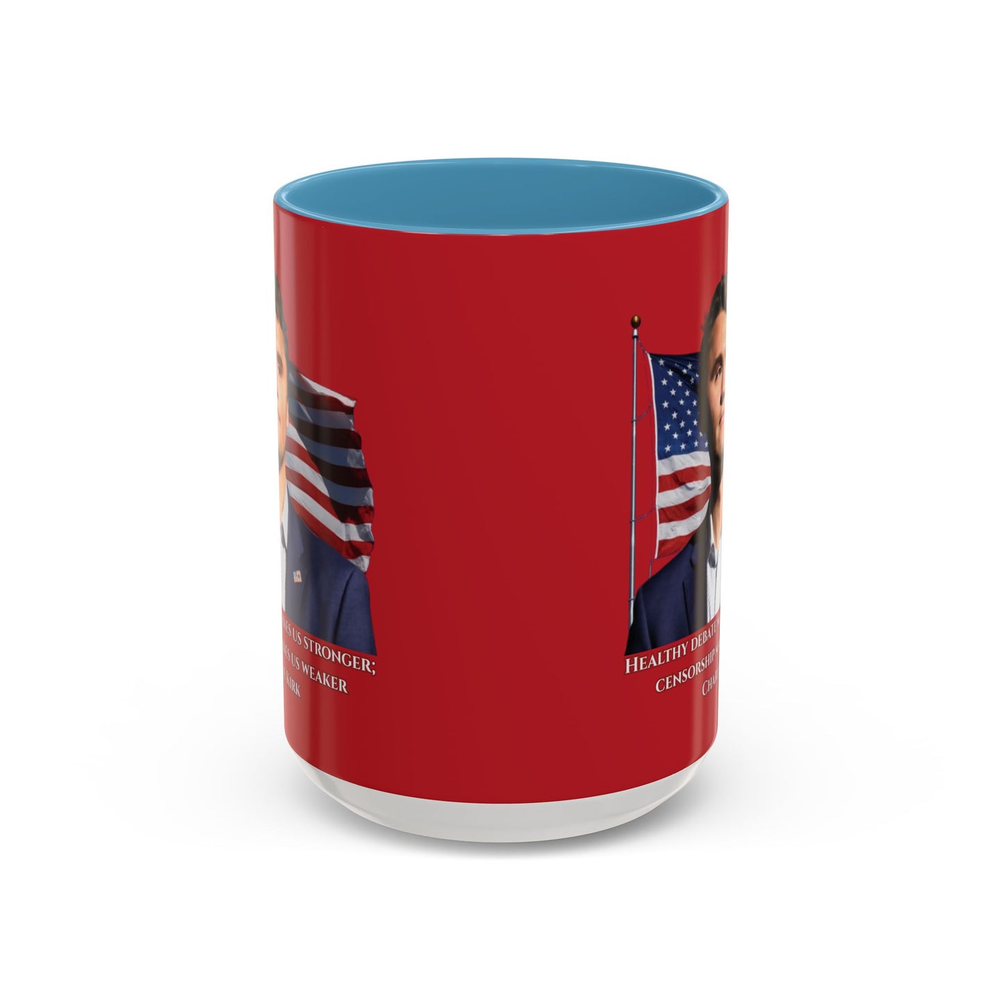 Charlie Kirk, Healthy Debate Red Accent Mug by theGreenDragonTavern.shop