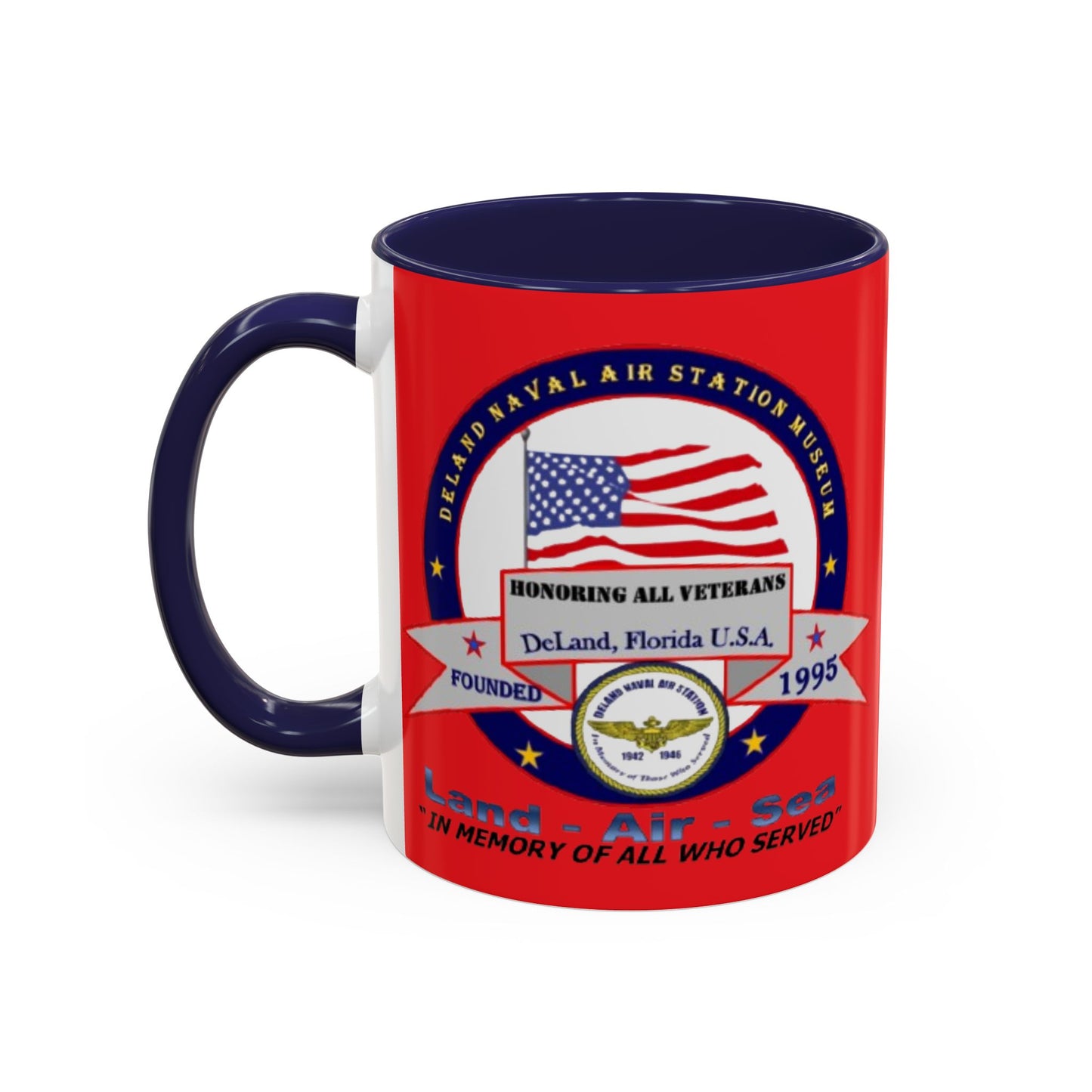 DNASM 2-sided, Founding & Student Art Red Accent Mug by theGreenDragonTavern.shop