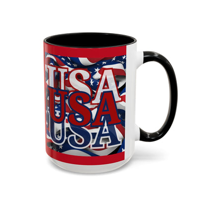 USA Red font Center Patriot Red Accent Mug by theGreenDragonTavern.shop