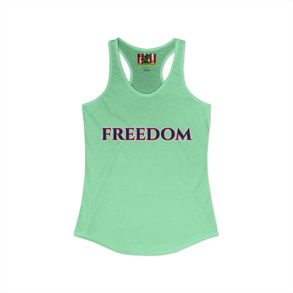 Freedom, Blue font Woman's Racerback Tank Top by theGreenDragonTavern.shop