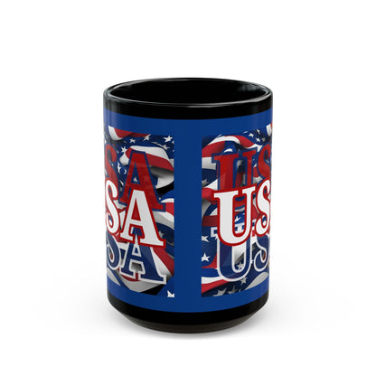 USA White font Center Patriot Blue Mug by theGreenDragonTavern.shop