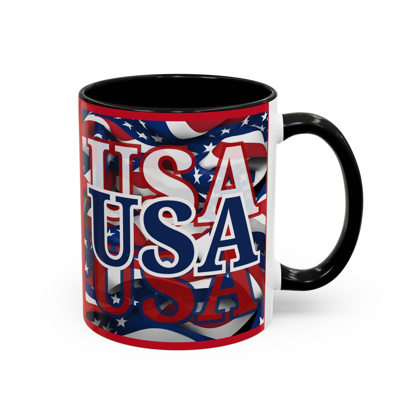 USA Blue font Center Patriot Red Accent Mug by theGreenDragonTavern.shop