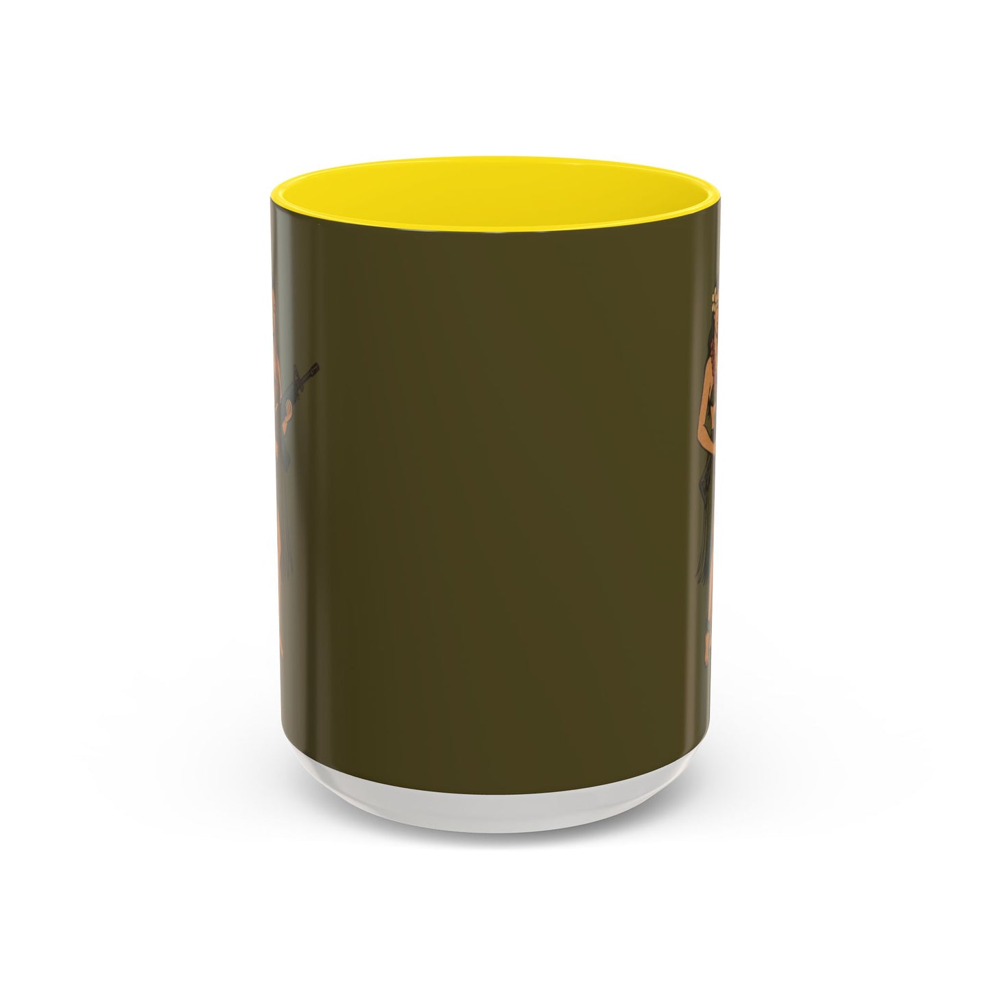Hula Girl Packin' Heat Dark Green Accent Mug by theGreenDragonTavern.shop