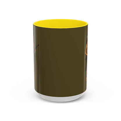 Hula Girl Packin' Heat Dark Green Accent Mug by theGreenDragonTavern.shop