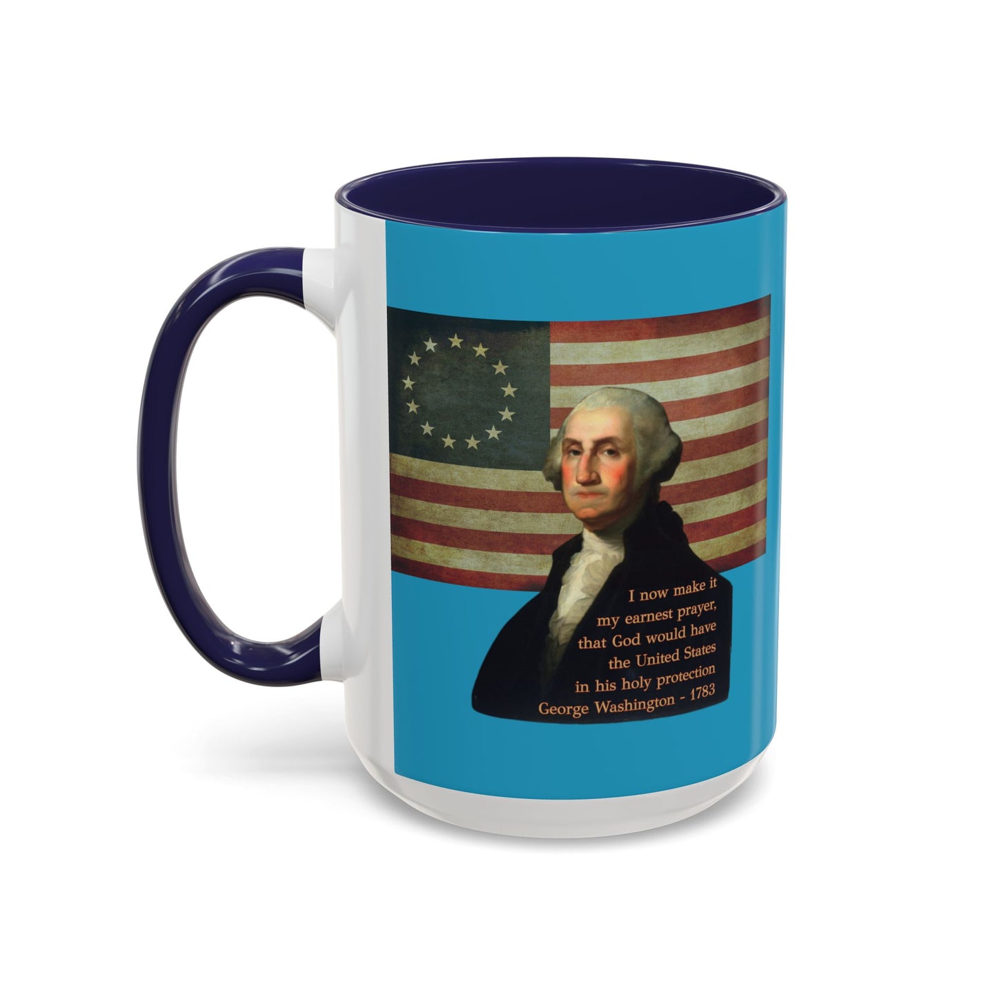 Washington's Earnest Prayer Turquoise Accent Mug by theGreenDragonTavern.shop