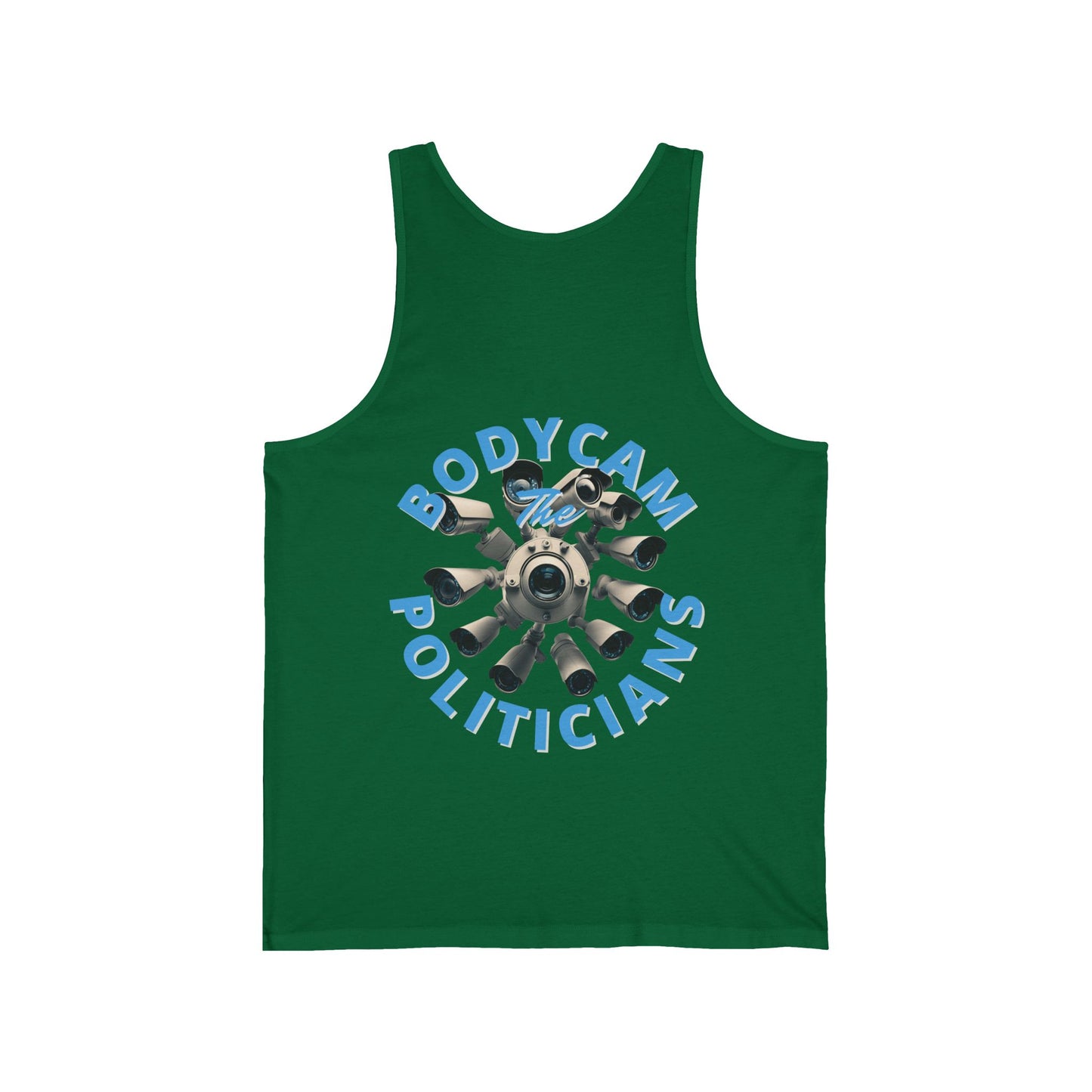 2-sided Bodycam the Politicians Cameras Unisex Jersey Tank Top by theGreenDragonTavern.shop