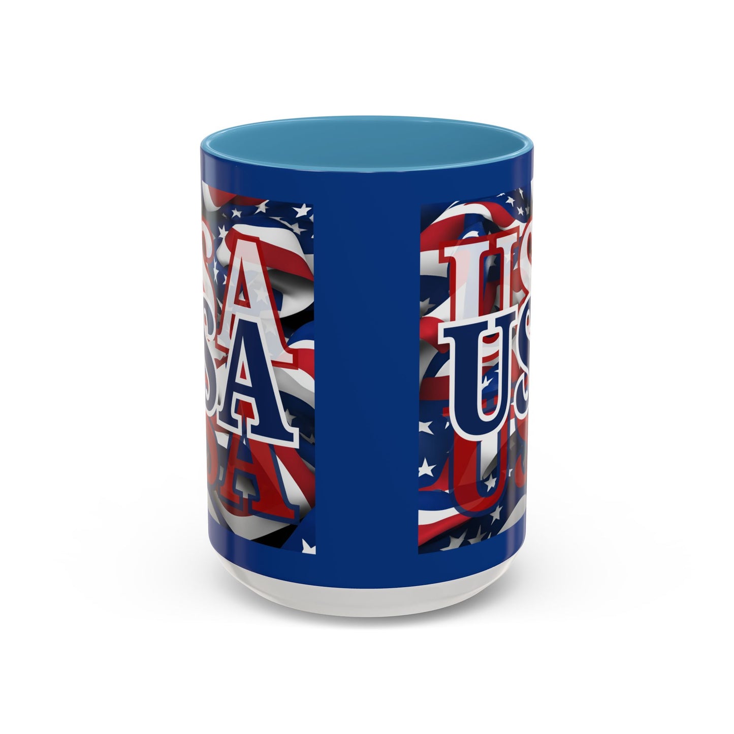 USA Blue font Center Patriot Blue Accent Mug by theGreenDragonTavern.shop