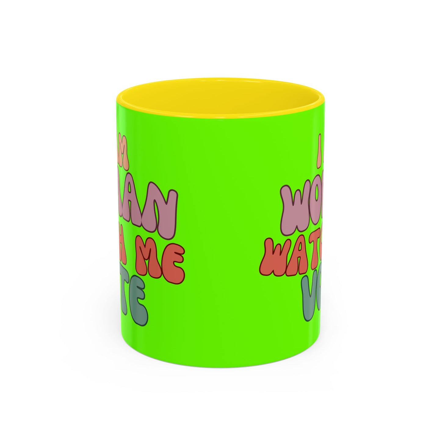 I Am Woman Watch Me Vote Light Green Accent Mug by theGreenDragonTavern.shop