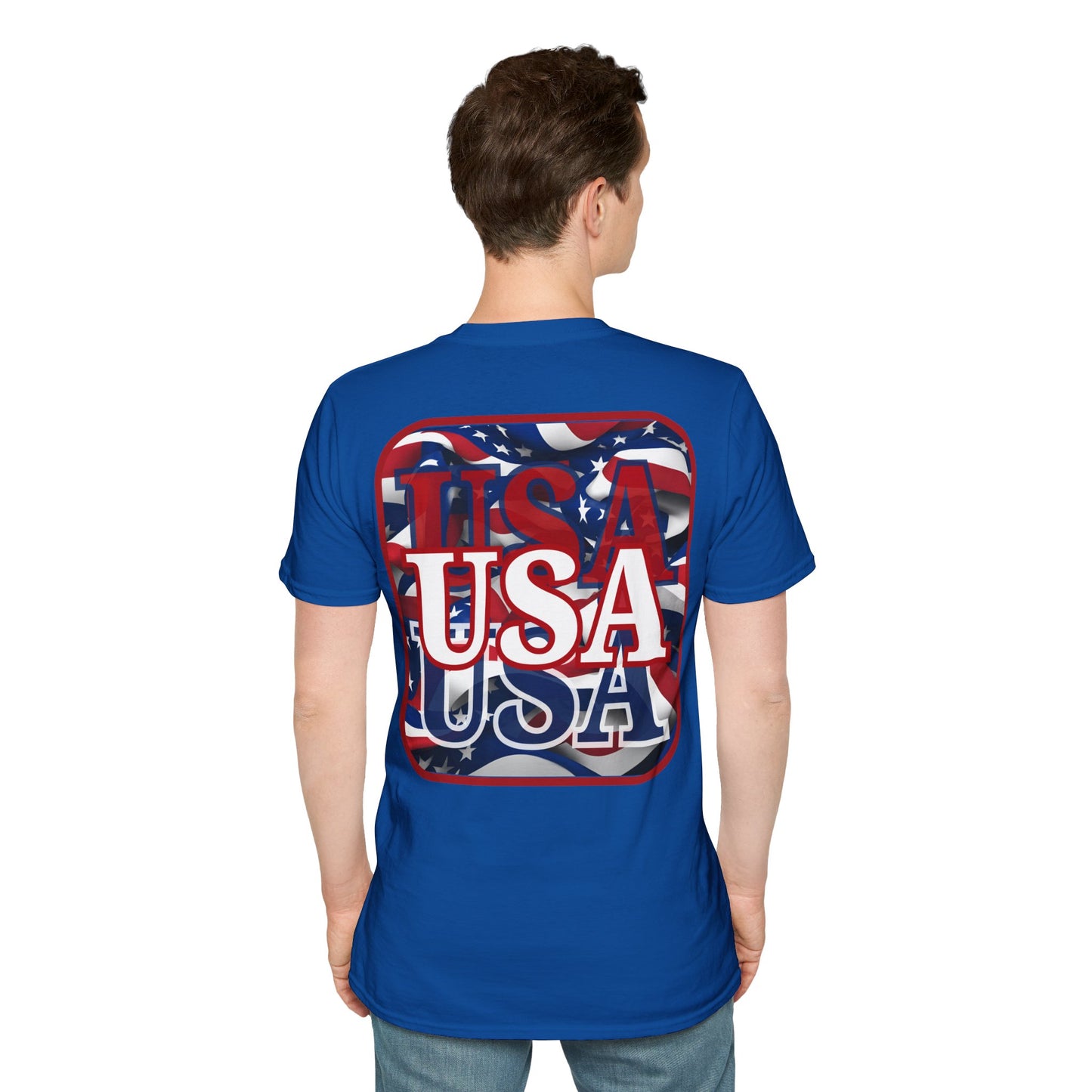 2-sided, Red WHITE and Blue USA Patriot Dark colors Unisex T-Shirt by theGreenDragonTavern.shop