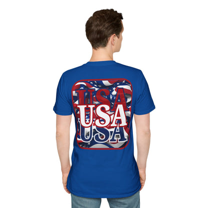 2-sided, Red WHITE and Blue USA Patriot Dark colors Unisex T-Shirt by theGreenDragonTavern.shop