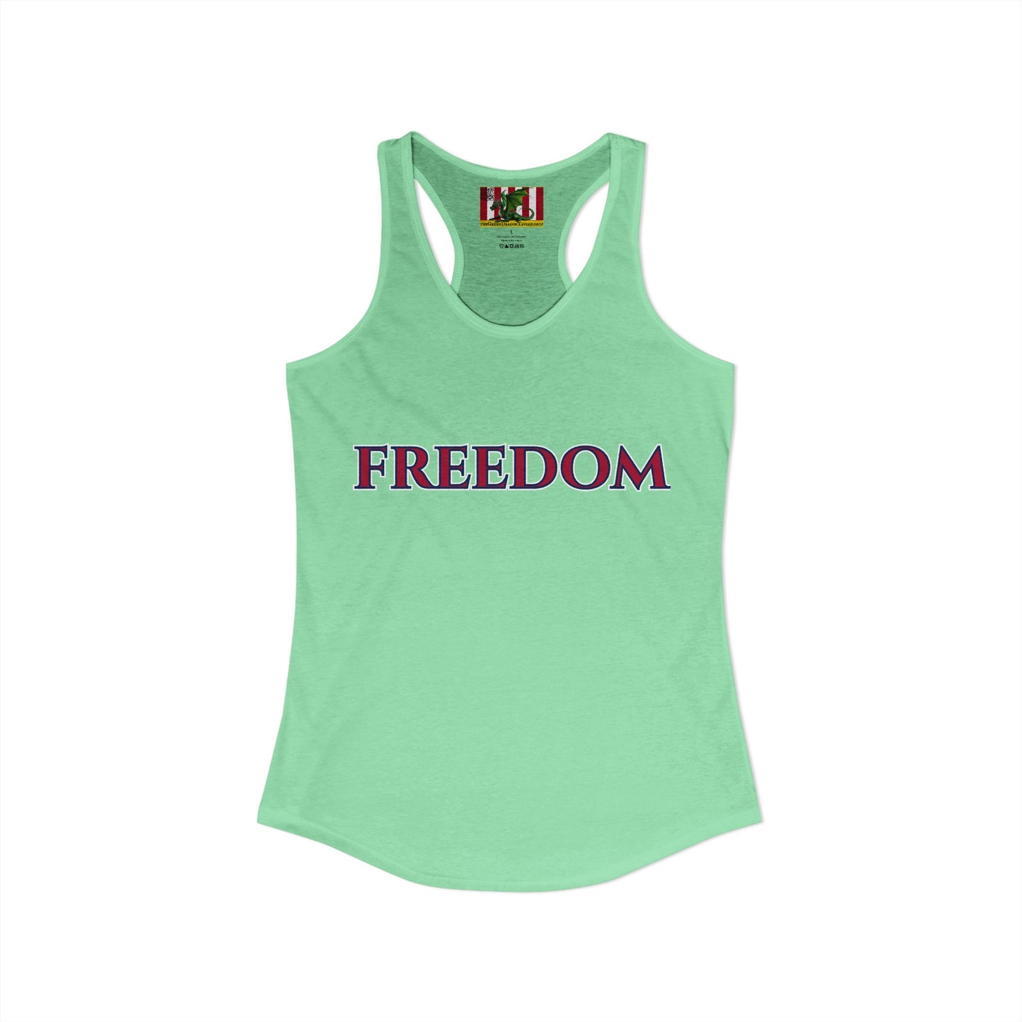 Freedom, Red font Woman's Racerback Tank Top by theGreenDragonTavern.shop