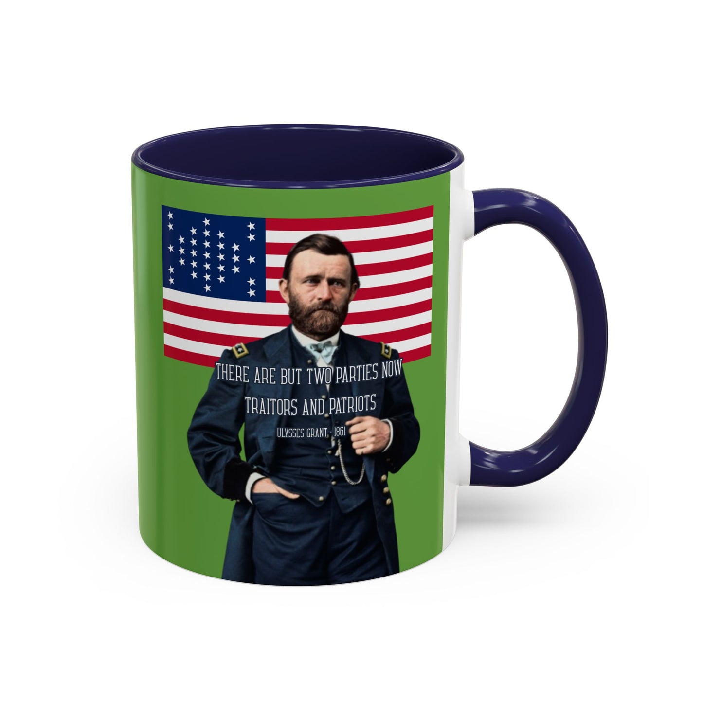 "Traitors and Patriots" Ulysses Grant Green Accent Mug by theGreenDragonTavern.shop