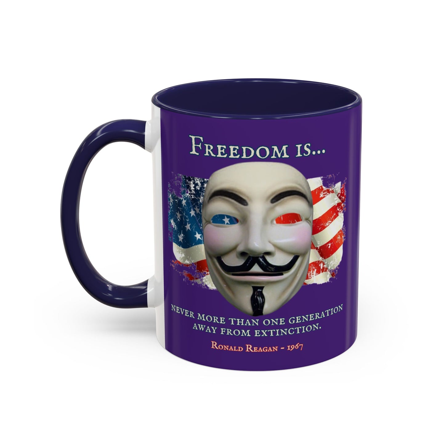 Ronald Reagan Freedom Vendetta Purple Accent Mug by theGreenDragonTavern.shop
