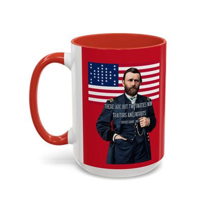 "Traitors and Patriots" Ulysses Grant Red Accent Mug by theGreenDragonTavern.shop