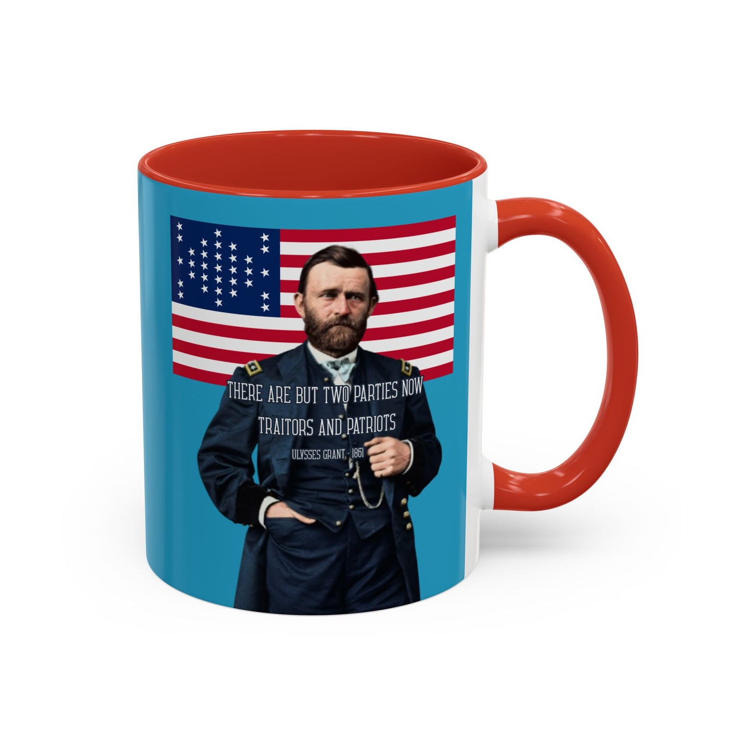 "Traitors and Patriots" Ulysses Grant Turquoise Accent Mug by theGreenDragonTavern.shop