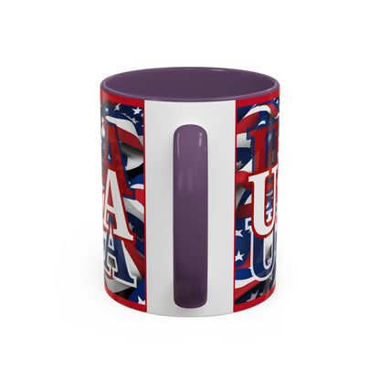 USA White font Center Patriot Red Accent Mug by theGreenDragonTavern.shop