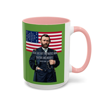 "Traitors and Patriots" Ulysses Grant Green Accent Mug by theGreenDragonTavern.shop