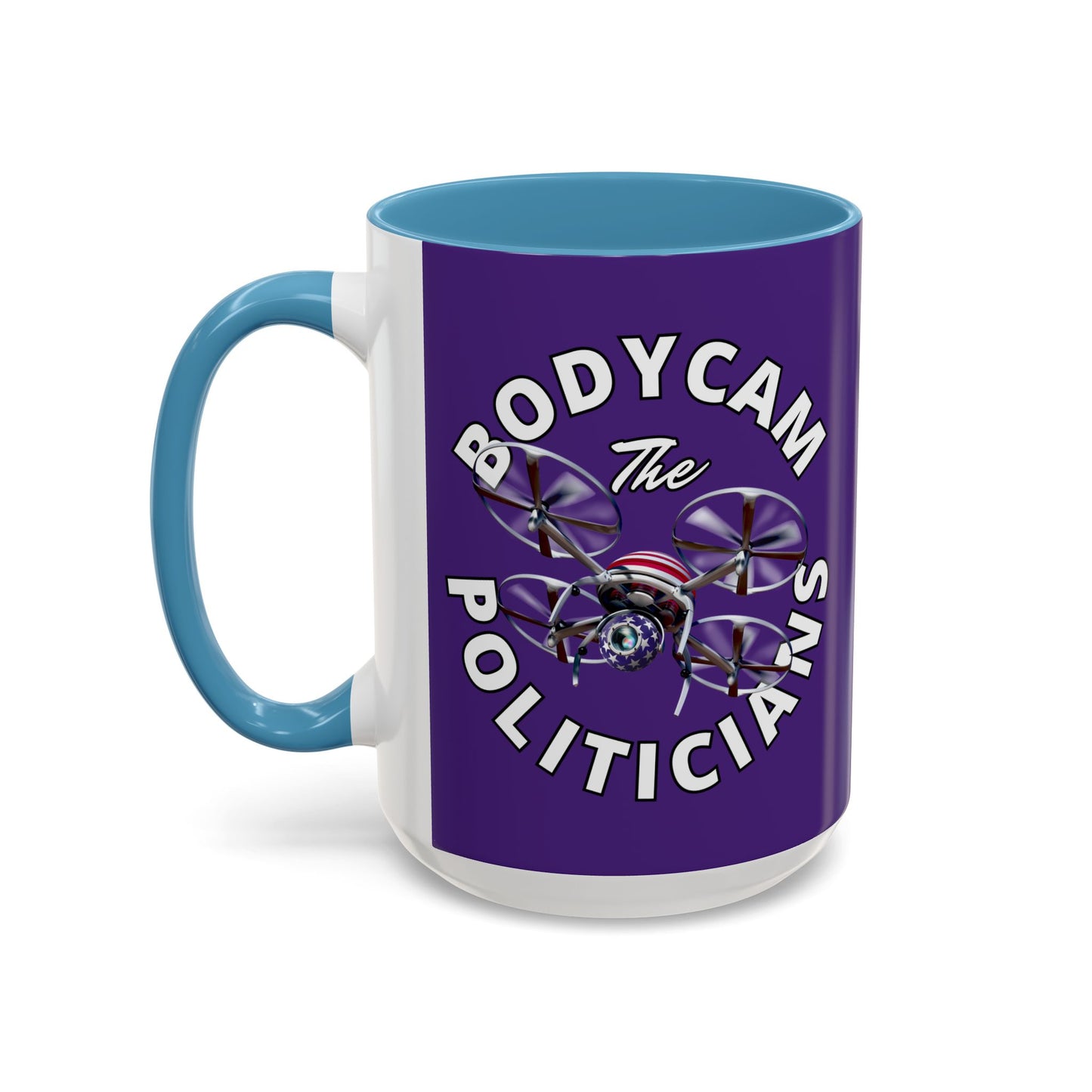 Bodycam the Politicians Drone Dark Purple Accent Mug by theGreenDragonTavern.shop
