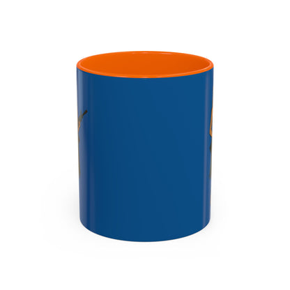 Hula Girl Packin' Heat Dark Blue Accent Mug by theGreenDragonTavern.shop