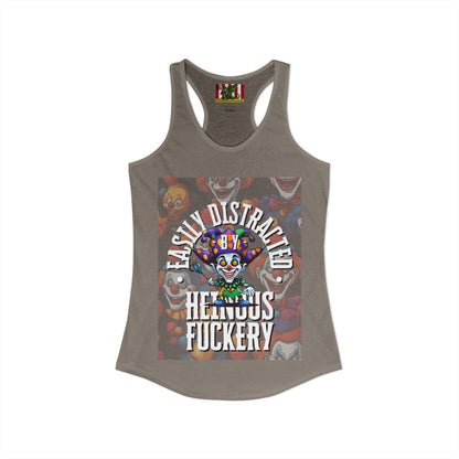 Easily Distracted by Heinous Fuckery Little Jinx Women's Racerback Tank Top by theGreenDragonTavern.shop