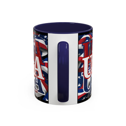USA White font Center Patriot Black Accent Mug by theGreenDragonTavern.shop