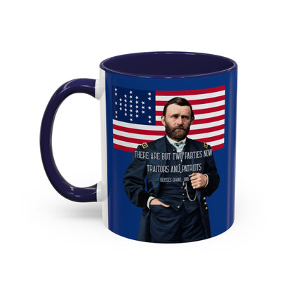 "Traitors and Patriots" Ulysses Grant Dark Blue Accent Mug by theGreenDragonTavern.shop