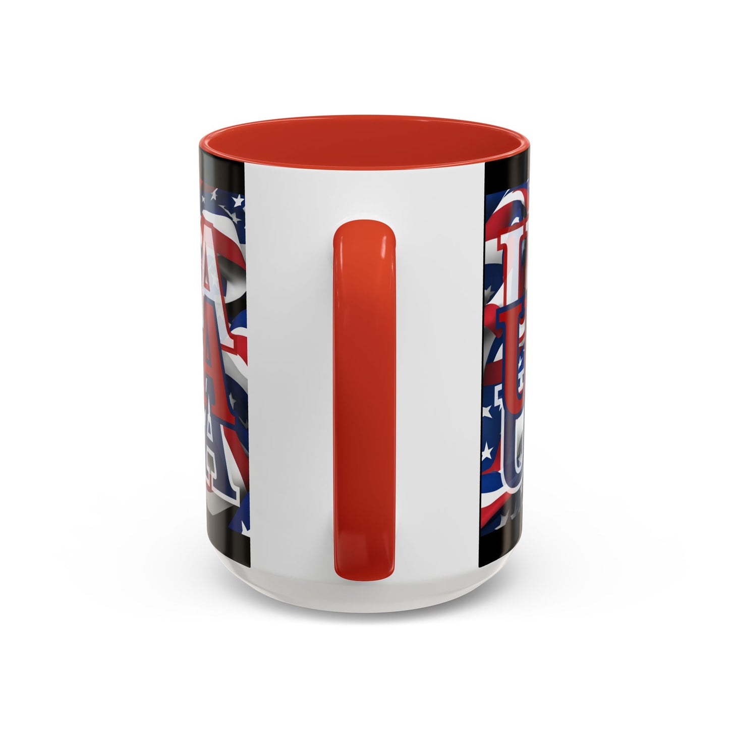 USA Red font Center Patriot Black Accent Mug by theGreenDragonTavern.shop