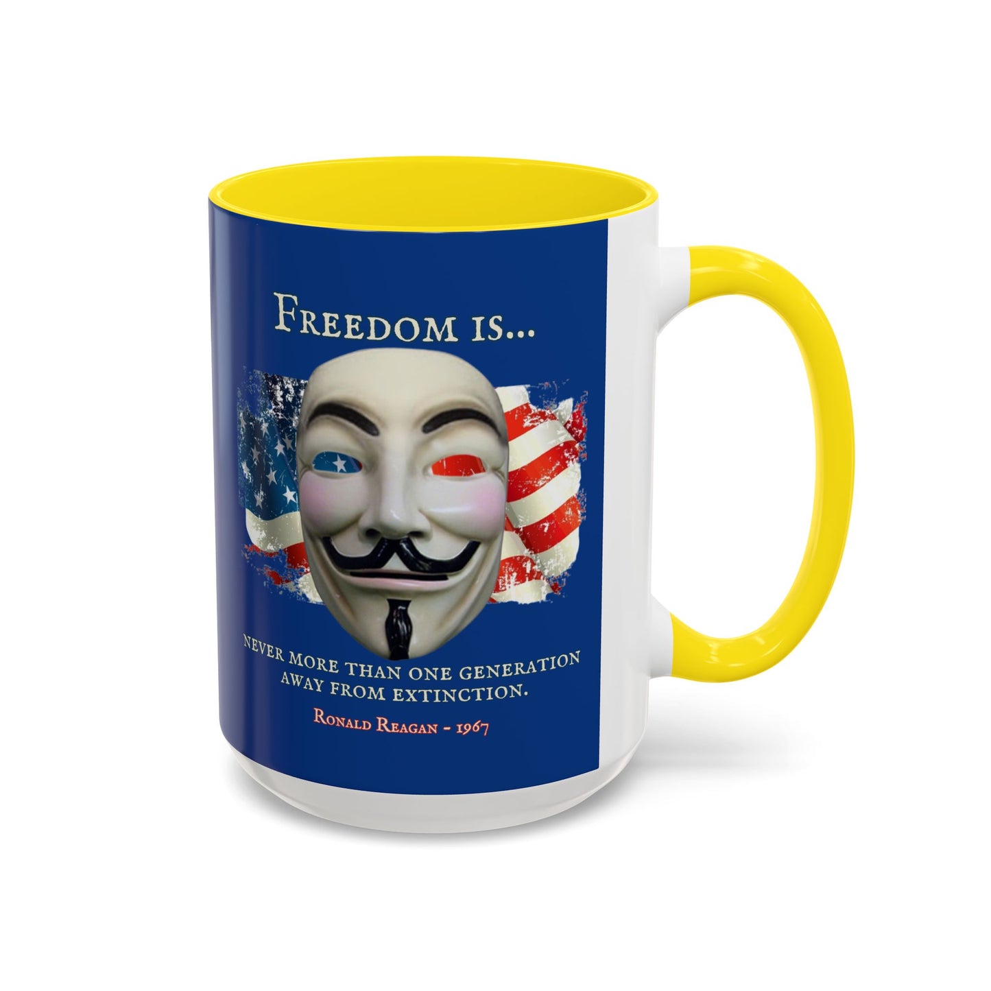 Ronald Reagan Freedom Vendetta Blue Accent Mug by theGreenDragonTavern.shop
