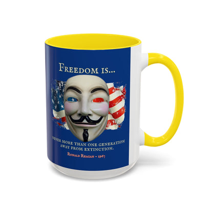 Ronald Reagan Freedom Vendetta Blue Accent Mug by theGreenDragonTavern.shop