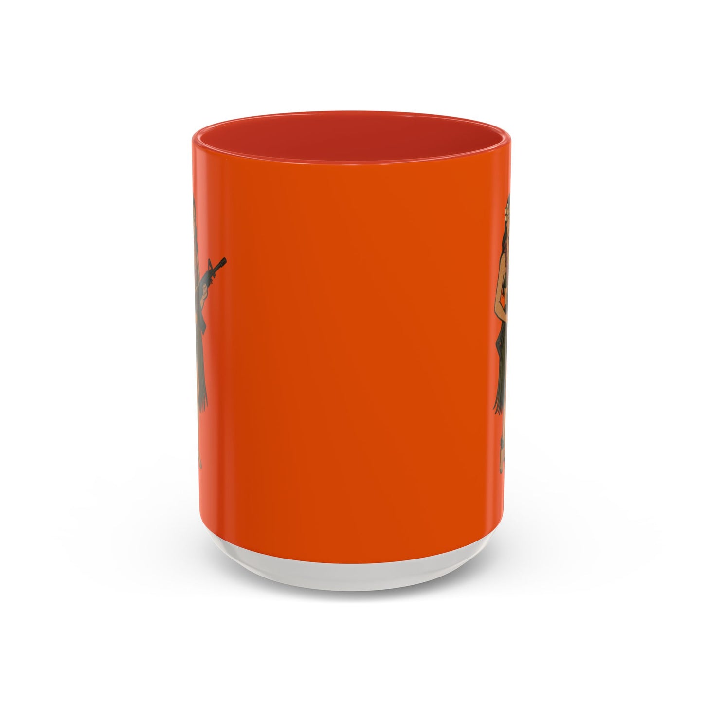 Hula Girl Packin' Heat Orange Accent Mug by theGreenDragonTavern.shop
