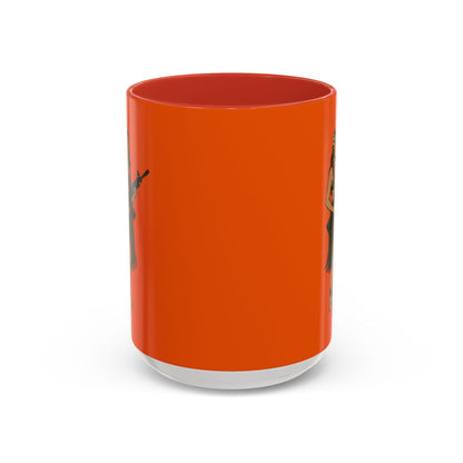 Hula Girl Packin' Heat Orange Accent Mug by theGreenDragonTavern.shop